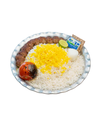 چلو کباب کوبیده تک‌سیخ