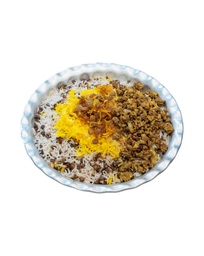 عدس پلو با گوشت چرخ‌کرده